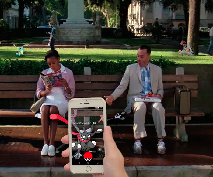 Squirtle And Shiny Greninja In Forrest Gump