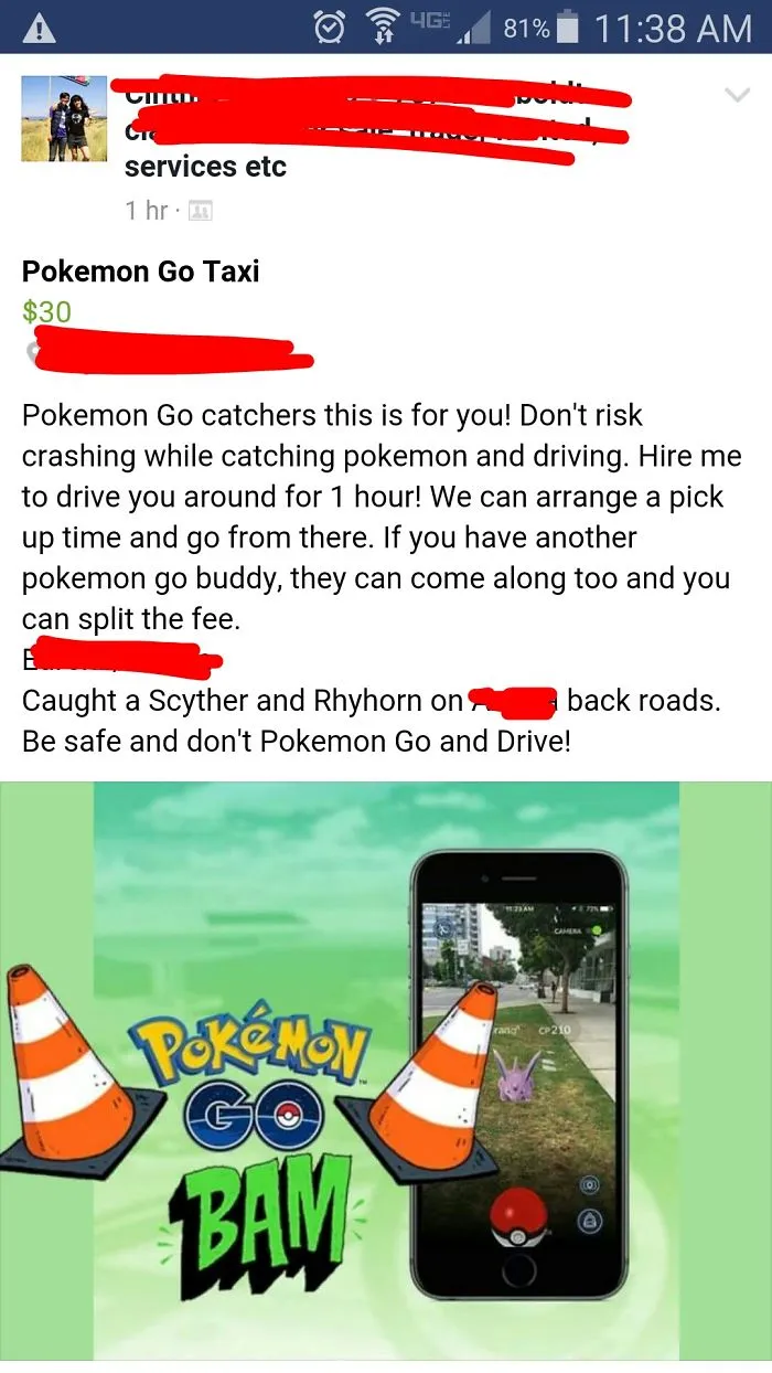 Pokemon Go Taxi - New Service
