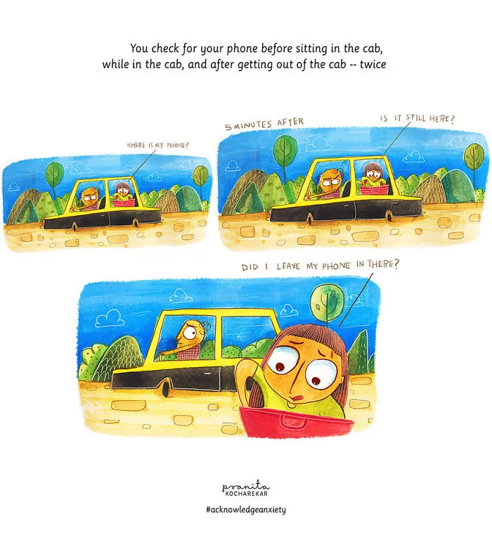 You Check For Your Phone Before Sitting In The Cab, While In The Cab, And After Getting Out Of the cab - twice