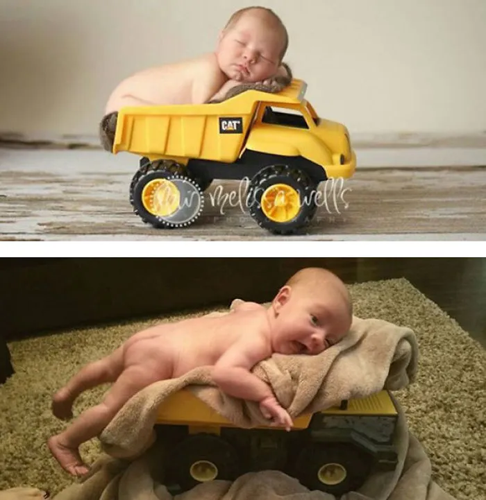 Sweet Baby In A Toy Truck. Nailed It