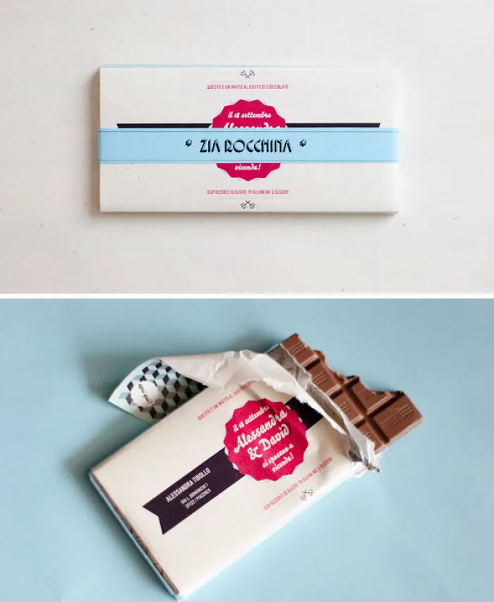Wedding Invitations On Chocolate Bars