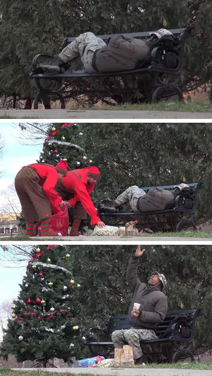 Christmas Elves Surprise The Homeless With Food And Gifts