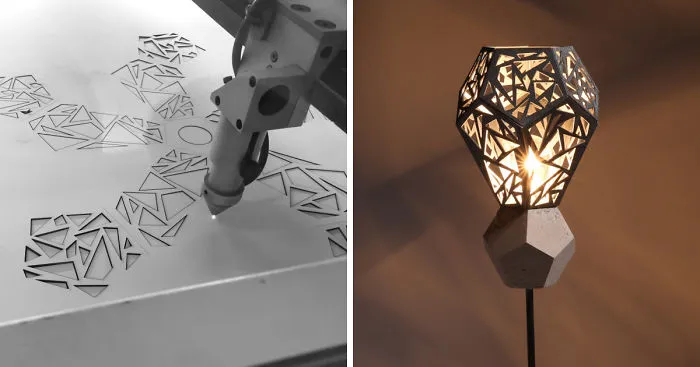 Polish Designer Uses Laser Cut Templates To Create Stunning Concrete Lamps