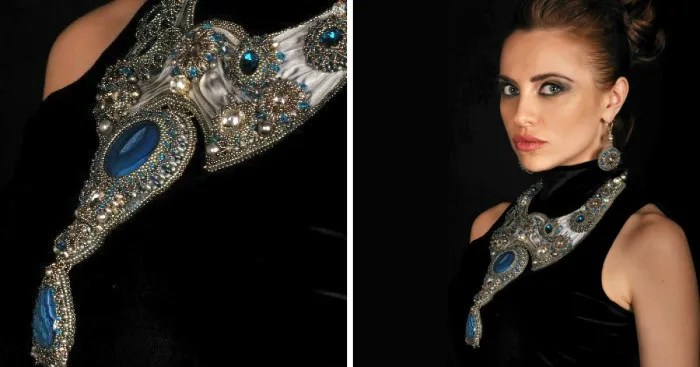 I Created Embroidered Jewelry With Gemstones And Swarovski Elements