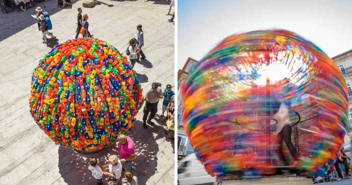 Temporary Installation Aims To Create A Color Sphere From The Traditional S. João Hammers