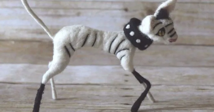 I Make Needle Felted Sphinx Cats With Wool Roving