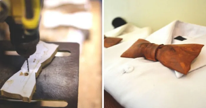 Artist Creates A Bow Tie Out Of Recycled Wood