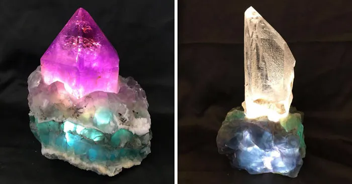 My Father-In-Law Hand-Makes These Amazing Led Lamps From Natural Minerals And Crystals