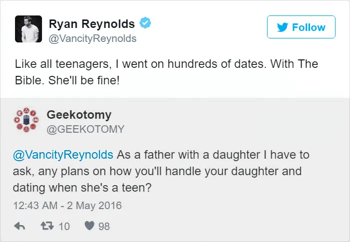 24 Times Ryan Reynold's Twitter Replies Were Pure Gold