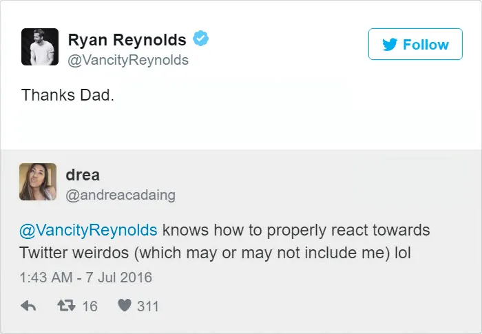 24 Times Ryan Reynold's Twitter Replies Were Pure Gold