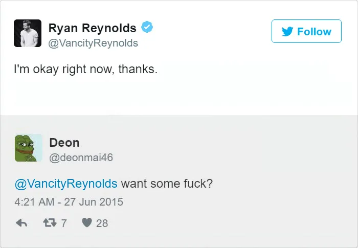 24 Times Ryan Reynold's Twitter Replies Were Pure Gold