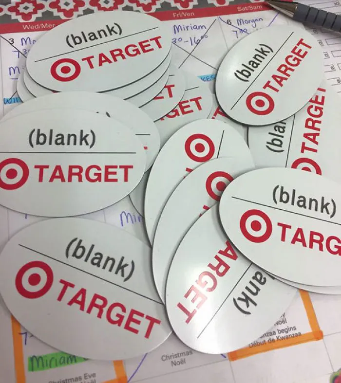 Target Ordered Blank Name Badges. So They Got Blank Name Badges