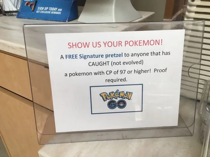 Even The Pretzel Place In My Mall Is Getting In On The Pokemon Go Craze! (free Pretzel!)
