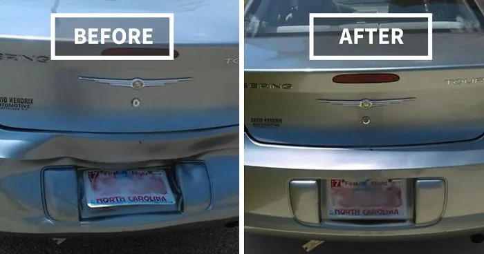 A Hot Day Perfectly Repairs Car's Bumper