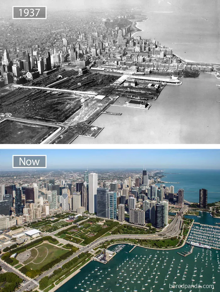 Chicago, Usa 1937 And Now