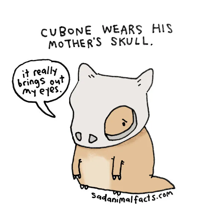 Cubone Wears The Saddest Possible Sort Of Hand-Me-Down