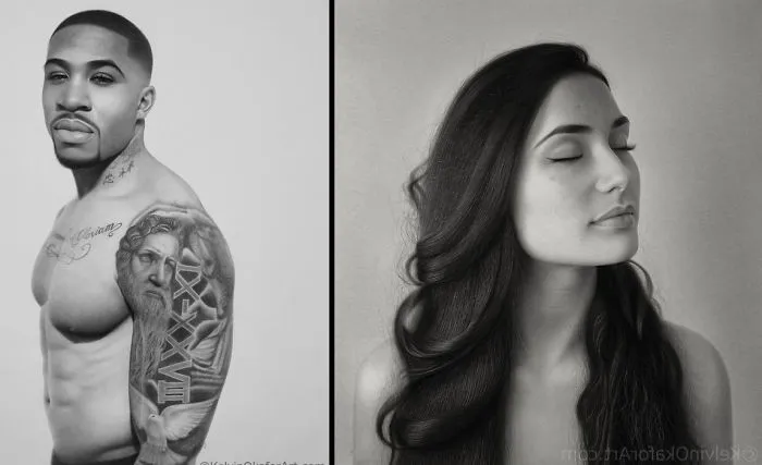 Very Detailed Black And White Pencil Drawing Portraits