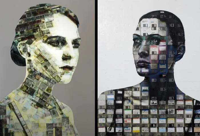 Paintings Used To Recycle And Upcycle Obsolete Technology