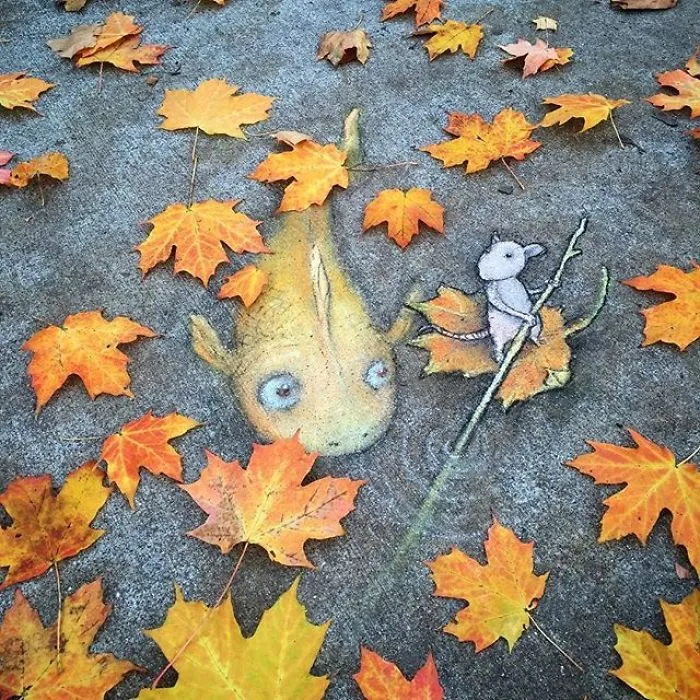 Temporary 3d Anamorphic Street Art Creature Drawings