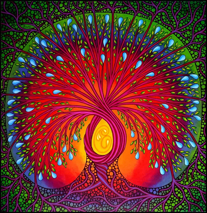 Tree Of Life By Broňa Wingell,  38x38', Acrylic On Canvas