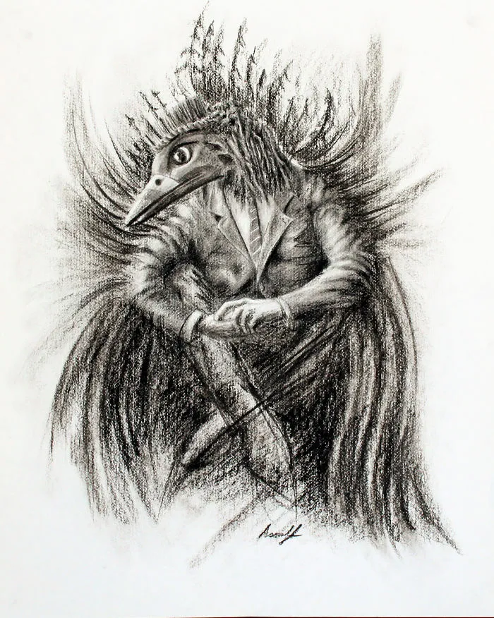 Blackbird # 8| By: Tony Ascroft| Charcoal On Paper And Canvas| Tonyascroft.ca