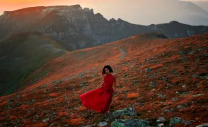 We Photograph The Woman In Red Dress In The Mesmerizing Landscapes Of Romania