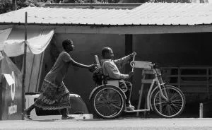 A Black And White View Of An African Town