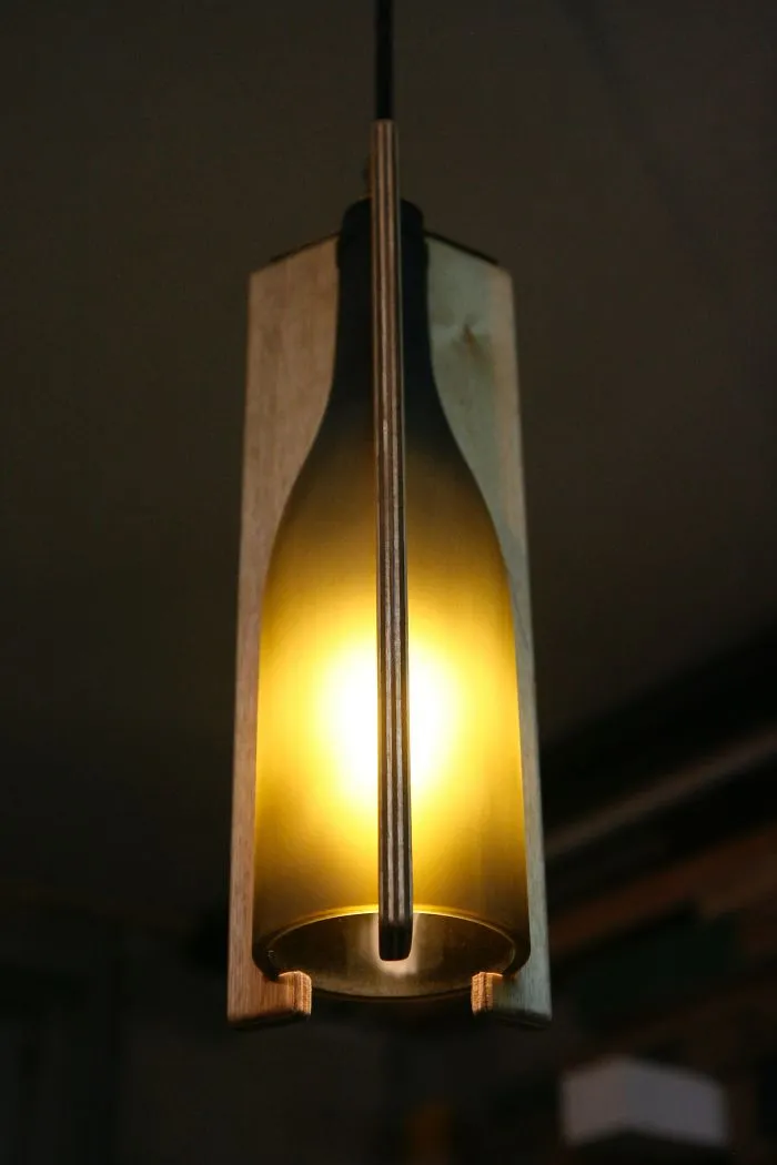 Recycled Wine Bottle Pendant Light