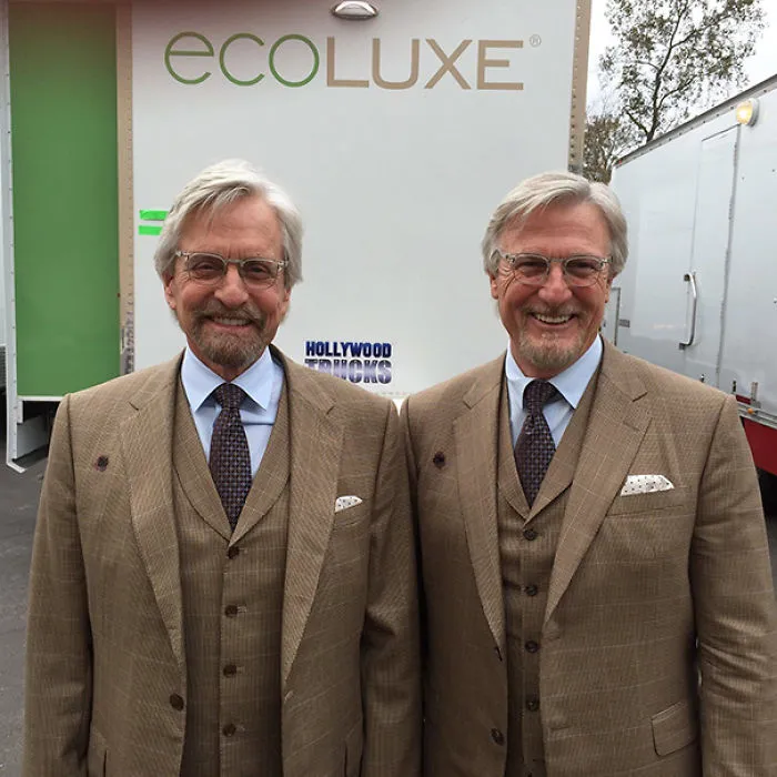 Michael Douglaswith His Longtime Stunt Double Mike Runyard On The Set Of Ant-Man