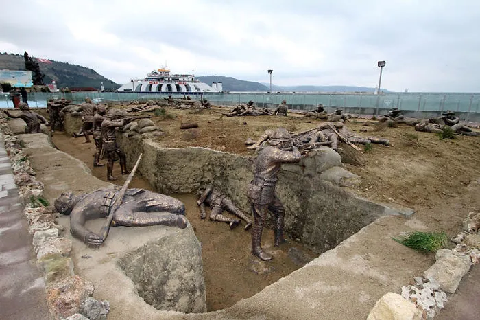 A Scene From The World War With Real-size Statues, Eceabat, Turkey