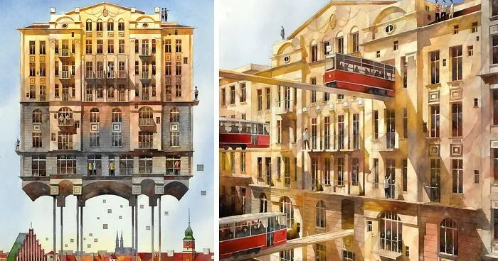Artist From Poland Nostalgic For 19th Century Warsaw Recreates It In Watercolour