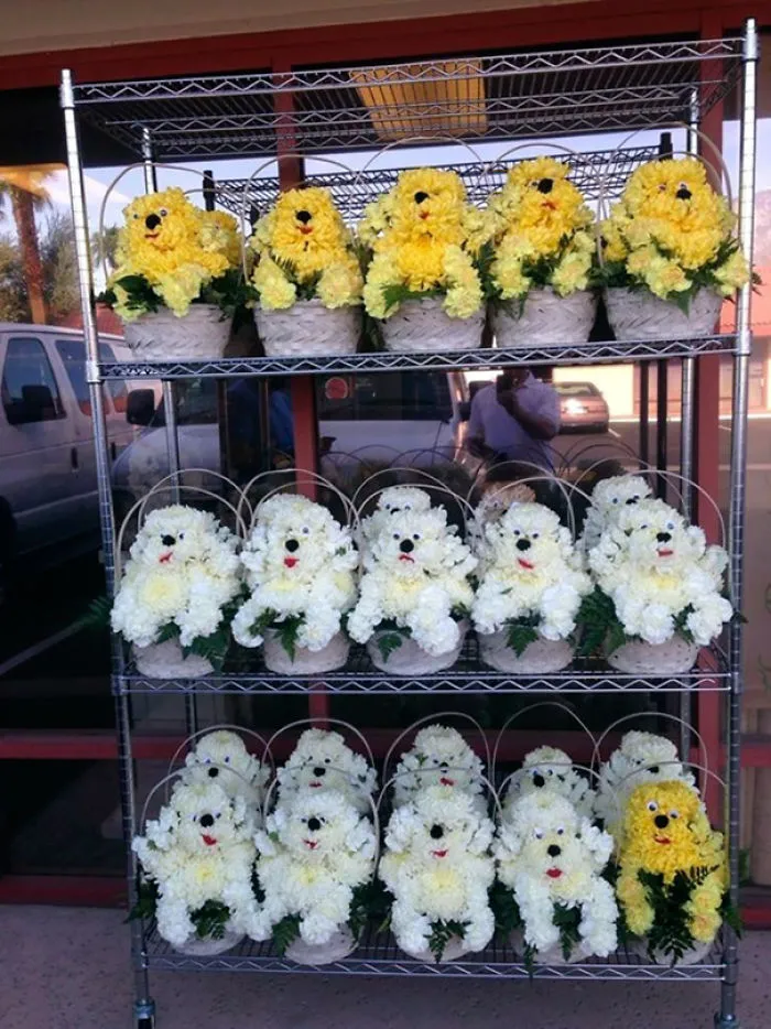 My Friend Owns A Floral Store And Made These Puppy Baskets For A Dog Rescue Fundraiser