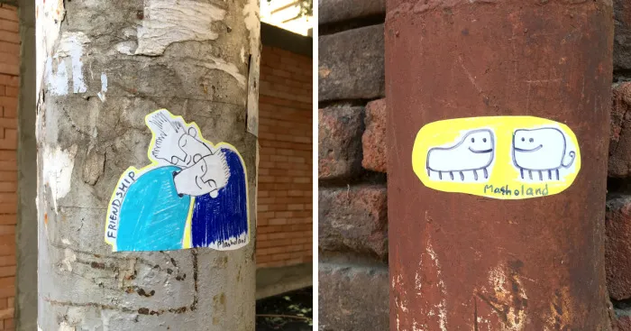 I Made Friendship Stickers To Lighten Up Pedestrian's Mood