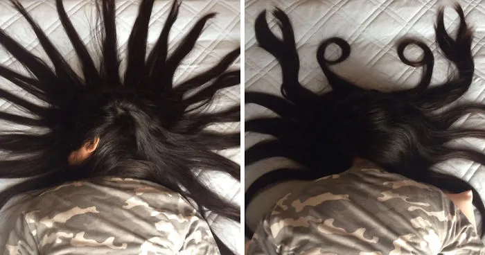 This Guy Plays With His Sleeping Sister's Hair And Turns It Into Art