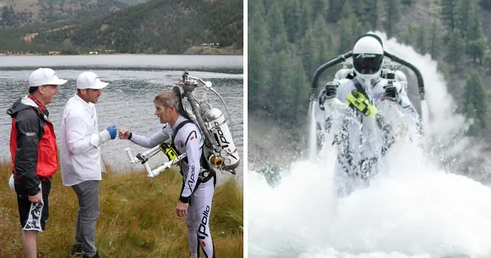 Extreme Water Stunt By 53-Year-Old Jetpack Pilot