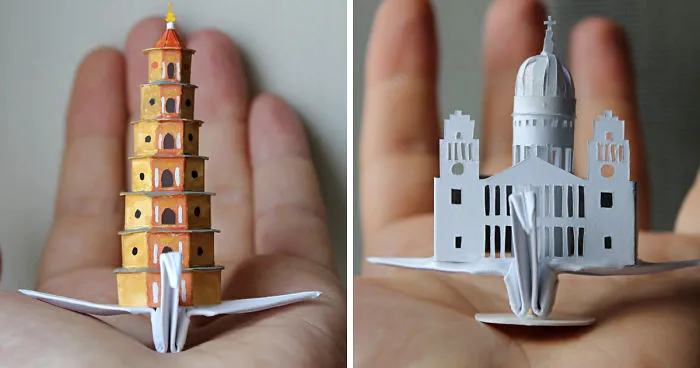 My Origami Cranes Take An Imaginary Trip Around The World