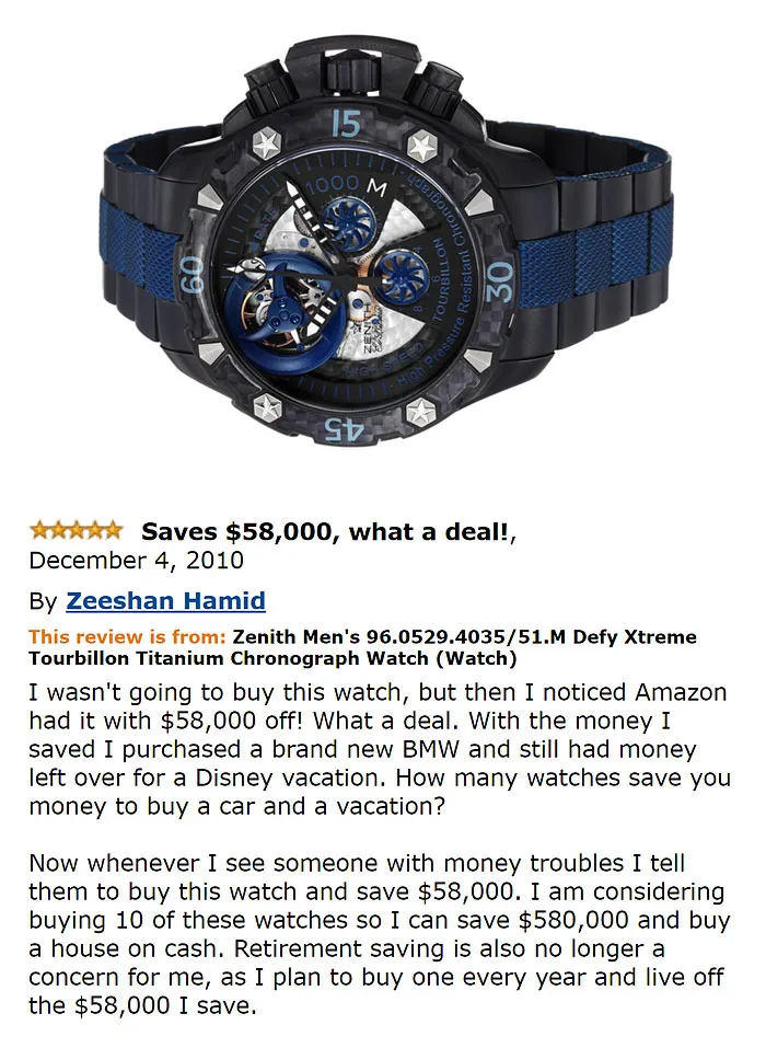Black and blue watch and a comment 