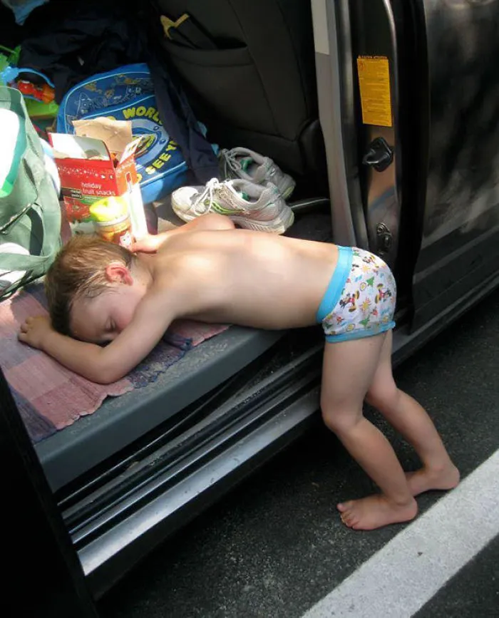 Napping On The Van's Floor