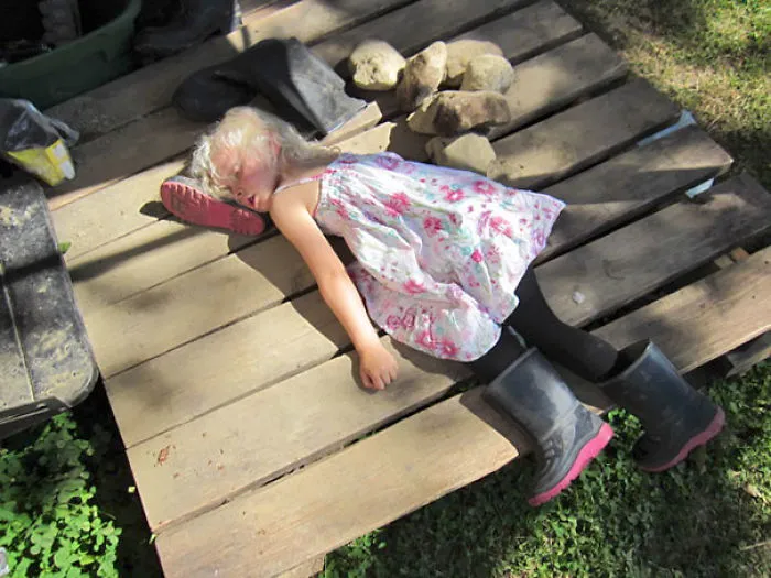 Napping On A A Rubber Boot