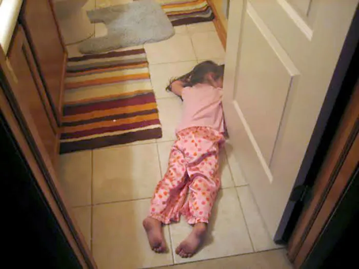 Napping On The Bathroom Floor