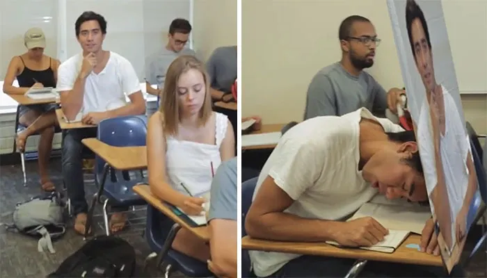 Guy Finds A Clever Way To Avoid Getting Caught Sleeping In Class