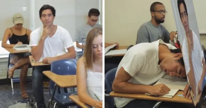 Guy Finds A Clever Way To Avoid Getting Caught Sleeping In Class