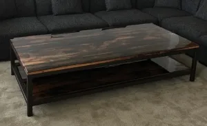 We Made A Industrial Barn Wood Coffee Table