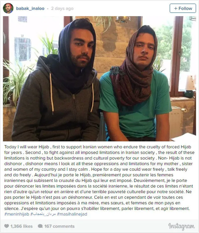 Iranian Men Wear Hijab To Fight For Women’s Rights In Iran