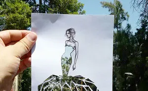 Fashion Illustrator Uses Clouds And Buildings To Complete His Dress Designs