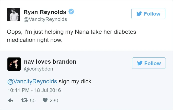 Ryan Reynold's Polite Responses To Horny Fans' Tweets Are Pure Gold