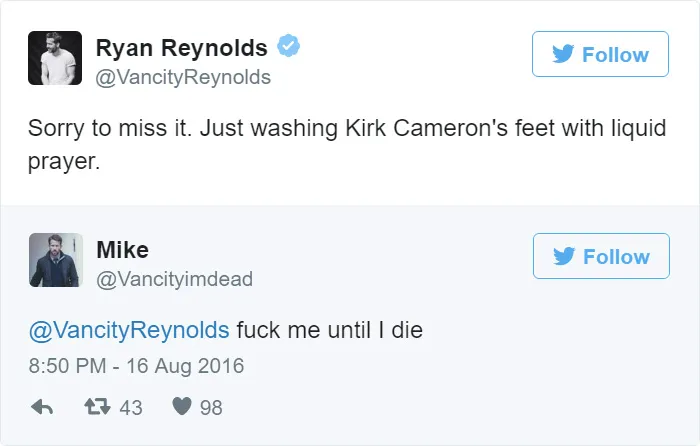 Ryan Reynold's Polite Responses To Horny Fans' Tweets Are Pure Gold