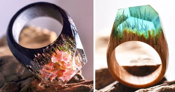 New Miniature Worlds Inside Wooden Rings Capture The Beauty Of Different Seasons
