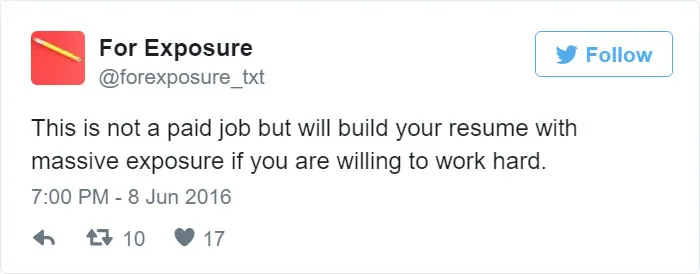 97 People Who Think They Can Pay Artists In "Exposure"