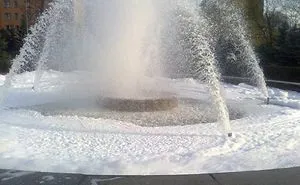 Poured Into The Fountain 5 Liters Of Dishwashing Liquid